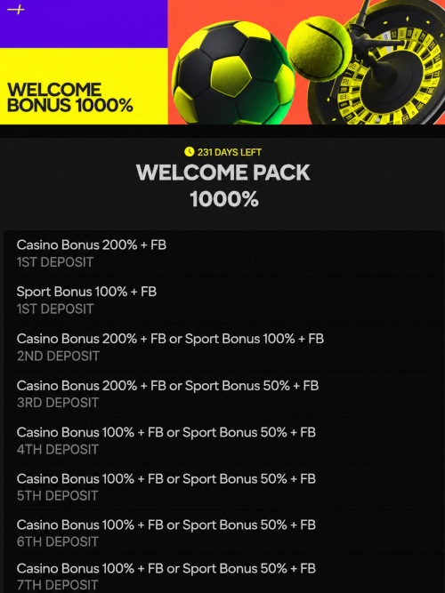 Selecting a welcome bonus during registration