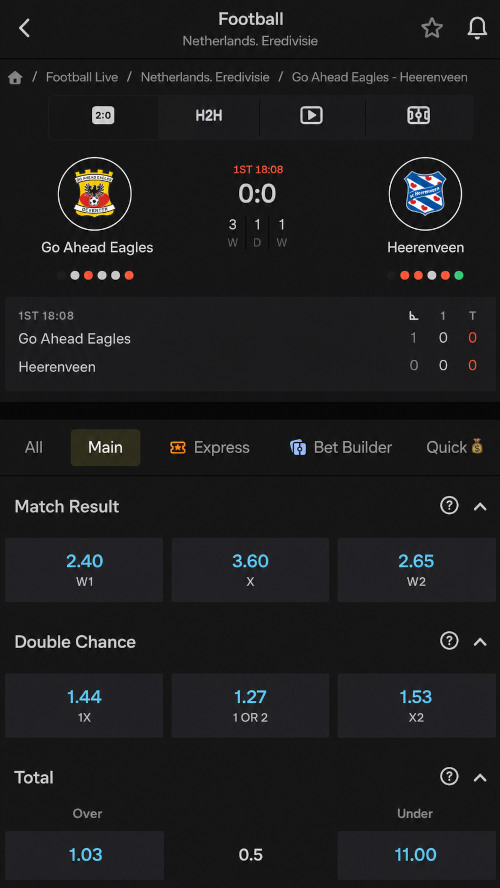 Live betting with dynamically changing odds