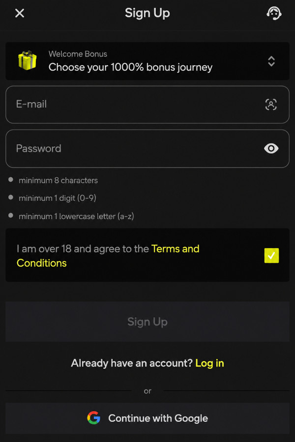 Site registration page with phone-number entry